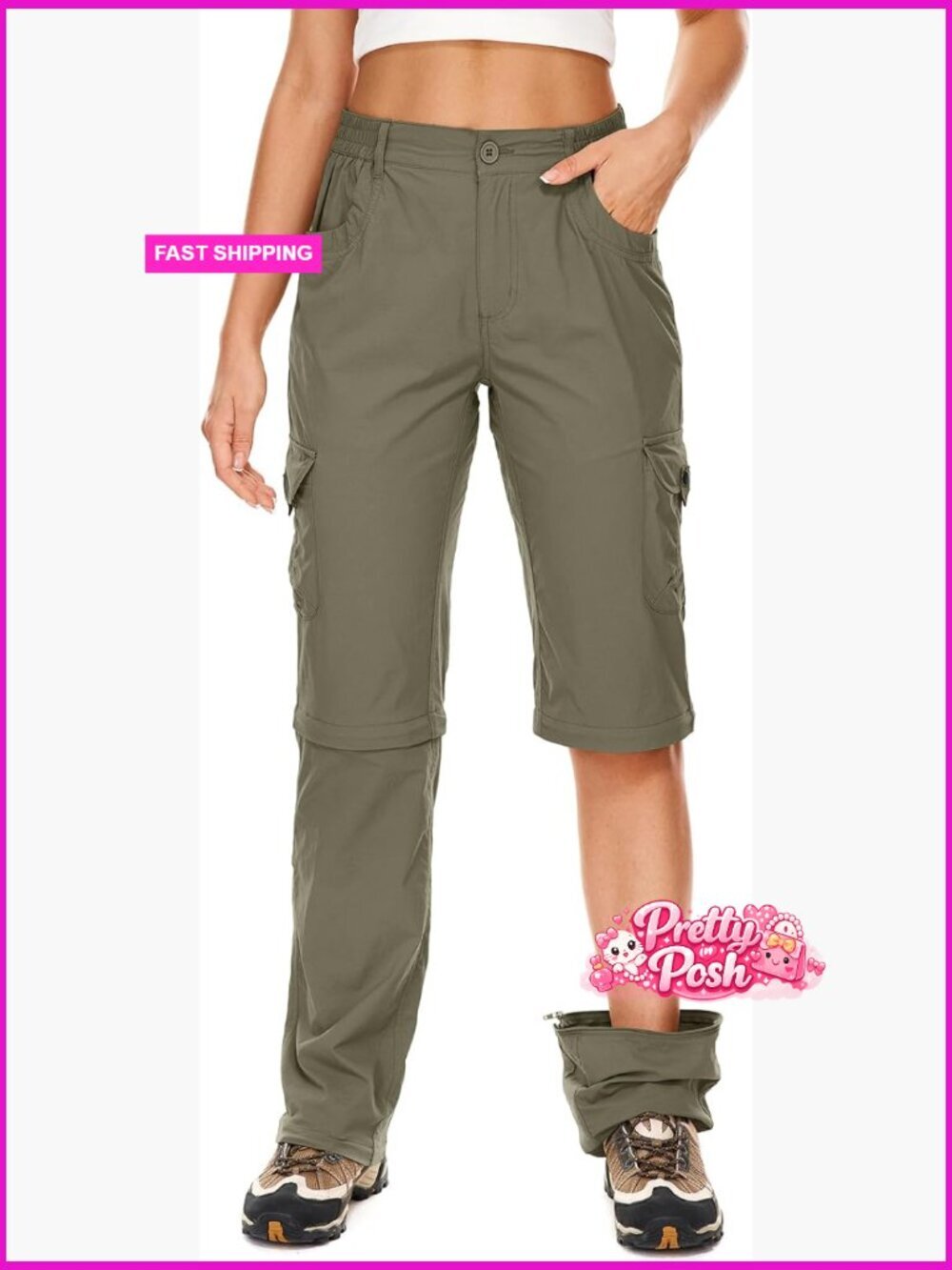 Quick Dry Nylon Spandex Convertible Hiking Pants Zip Off Cargo